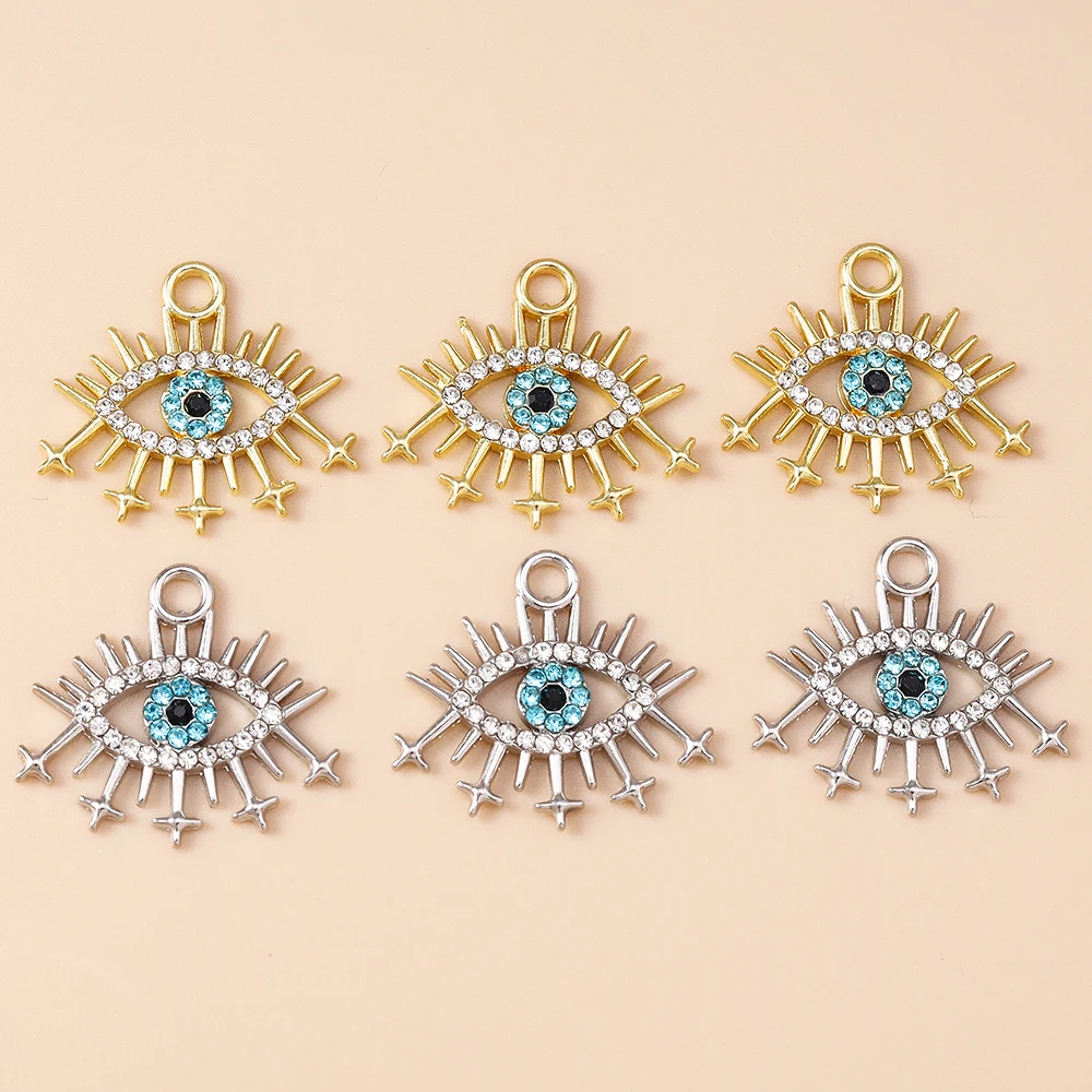 4pcs Antique Silver Evil Eye Charms for Jewellery Making