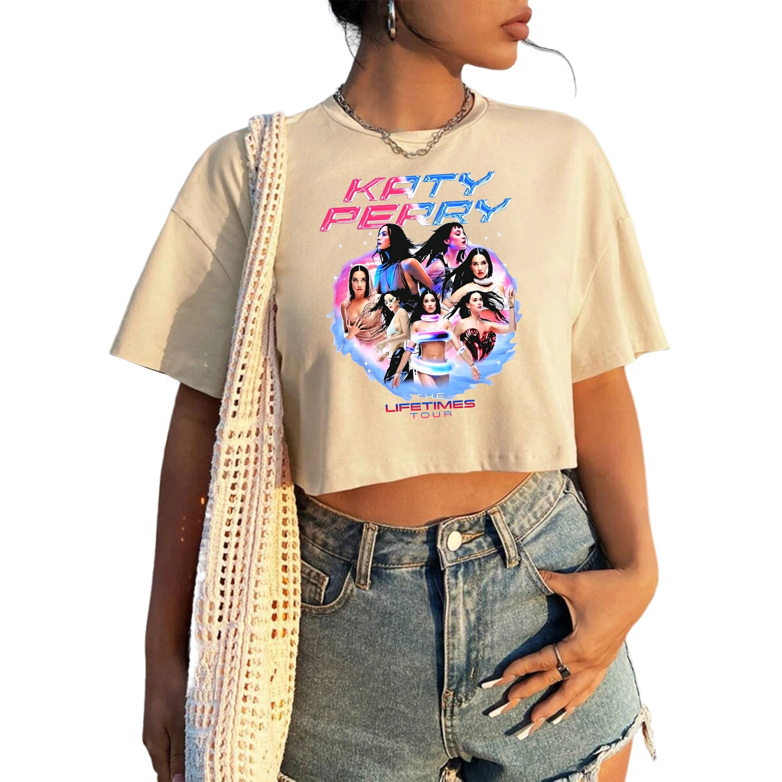 Katy Perry 2026 Festivals Tour Shirt Women O-Neck Short Sleeves Crop Tops T-shirt
