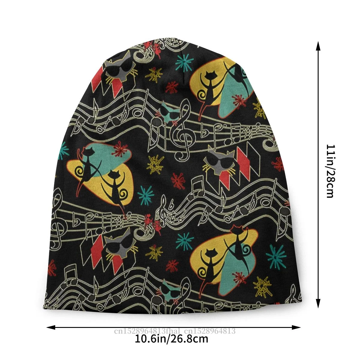 Black Metal Skullies Beanies Caps Rockabilly Cool Cats On Black Hat Winter Warm Bonnet Hats Men Women's Street Ski Cap