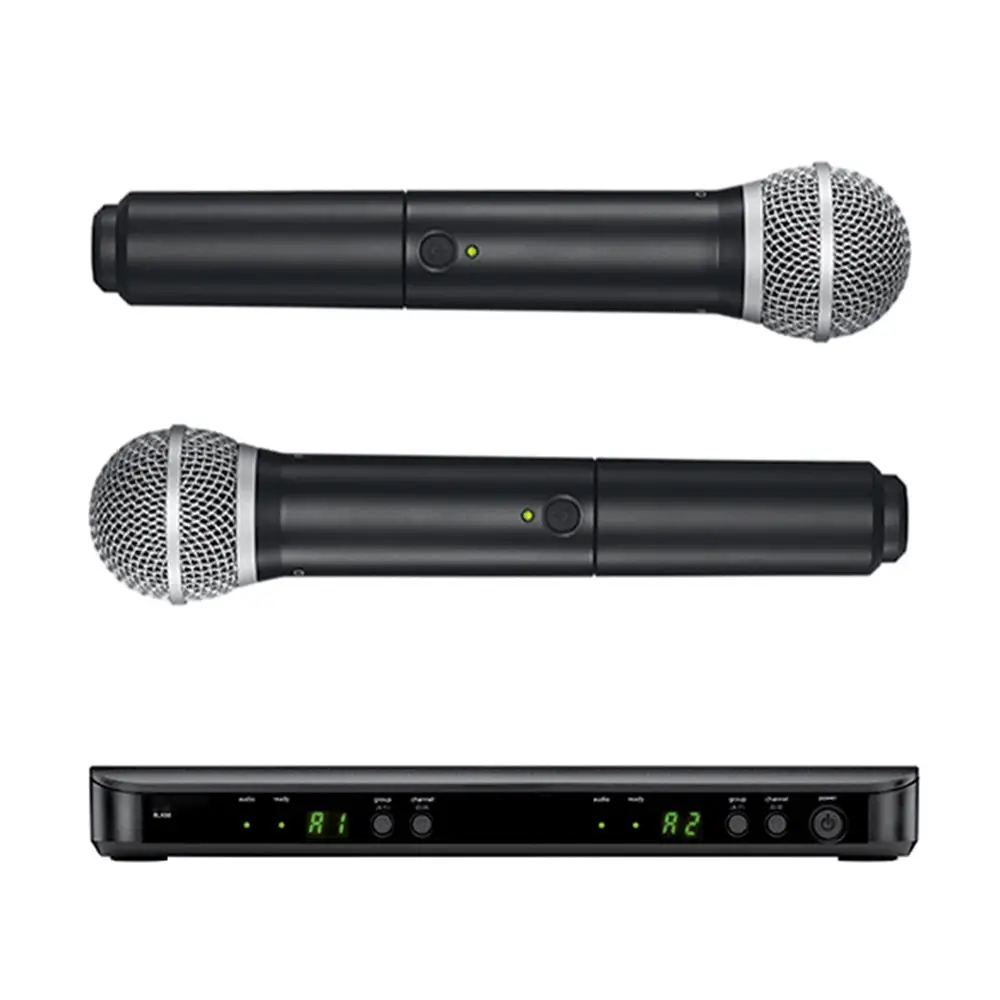 BLX288/PG58 microfono wireless a 2 canali con ricevitore BLX88 e microfono palmare PG58 per prestazioni sul palco Karaoke