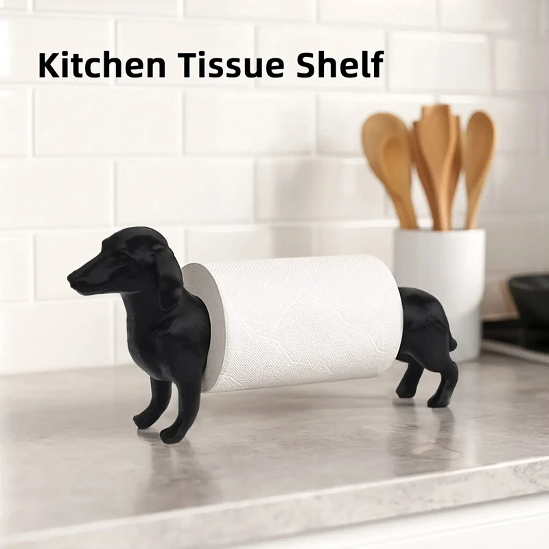 Cute Dachshund Dog Paper Towel Holder 3D Printed Kitchen Countertop Kitchen Paper Towel Rack Bathroom Tissue Towel Stand