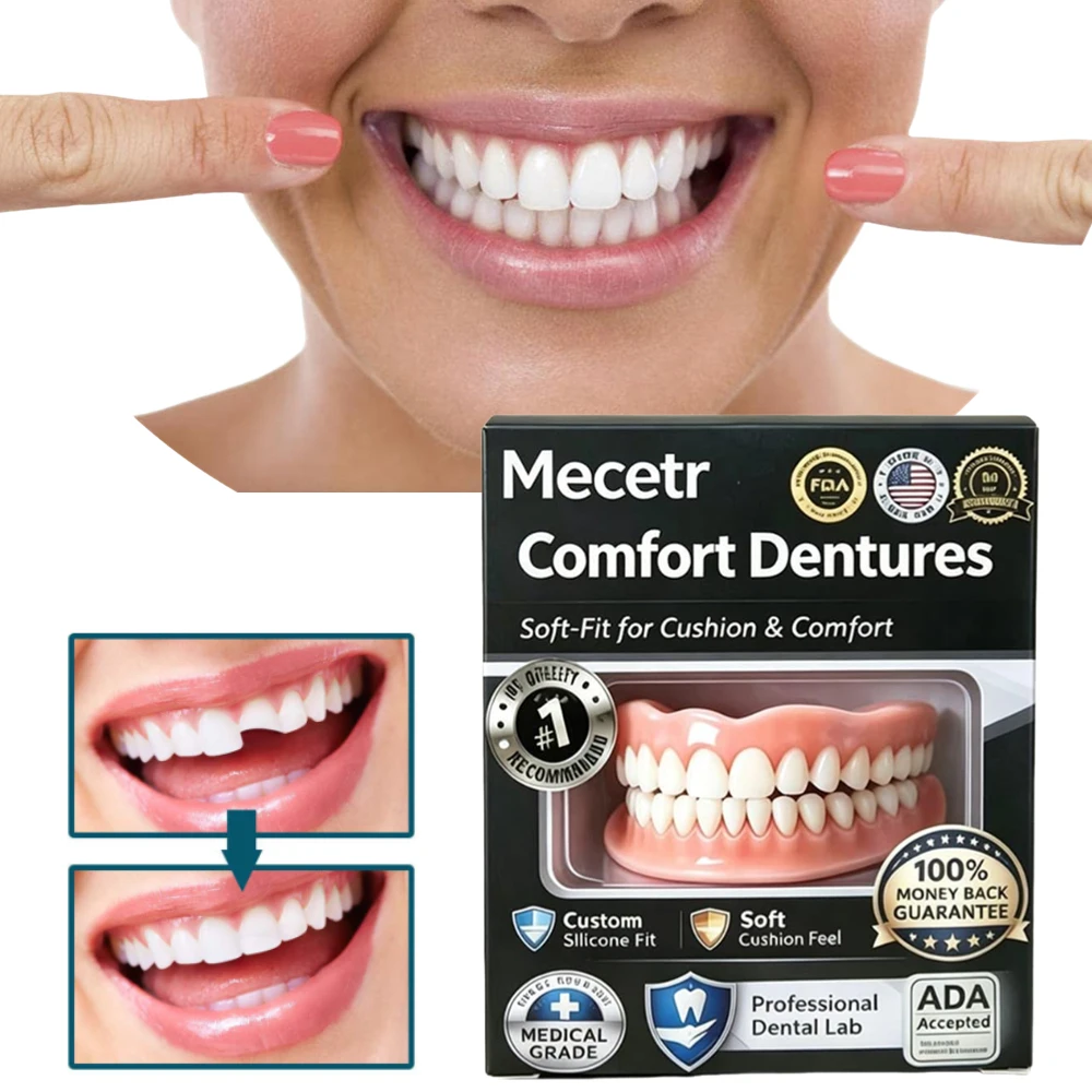 2026 New Natural-Looking Silicone Full Denture Set (Upper & Lower) Adjustable Comfortable Reusable Instant Smile Oral Care