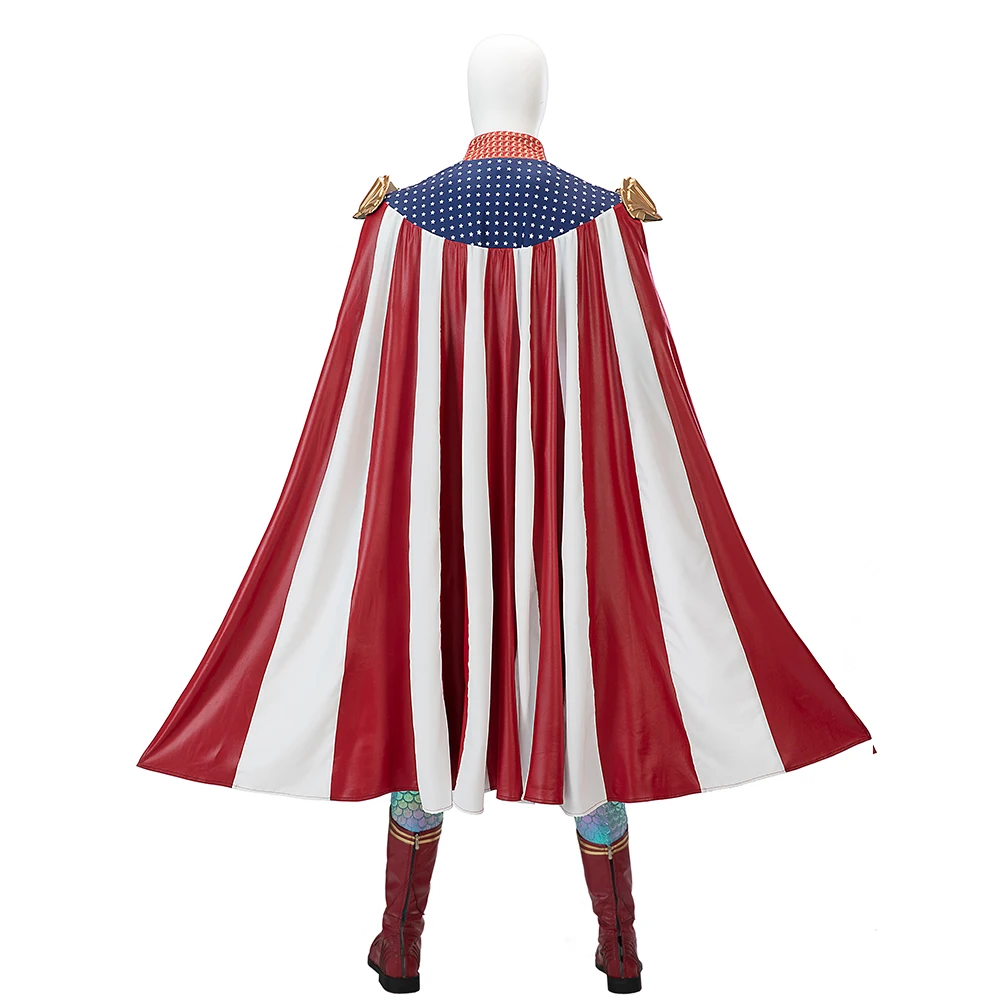 Boys Season 4 Cosplay Costume Homelander Jumpsuit Ice Version Halloween Suit With Cloak Full Set