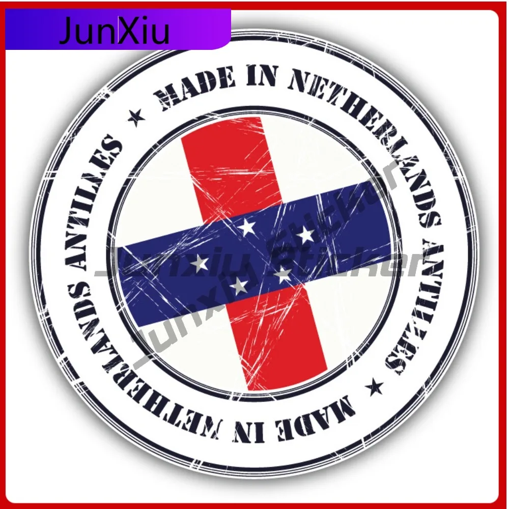 

Made In Netherlands Antilles Grunge Flag Stamp Car Decal Bumper Stickers Funny Style Car Use For Rear Vehicle Exterior Decora