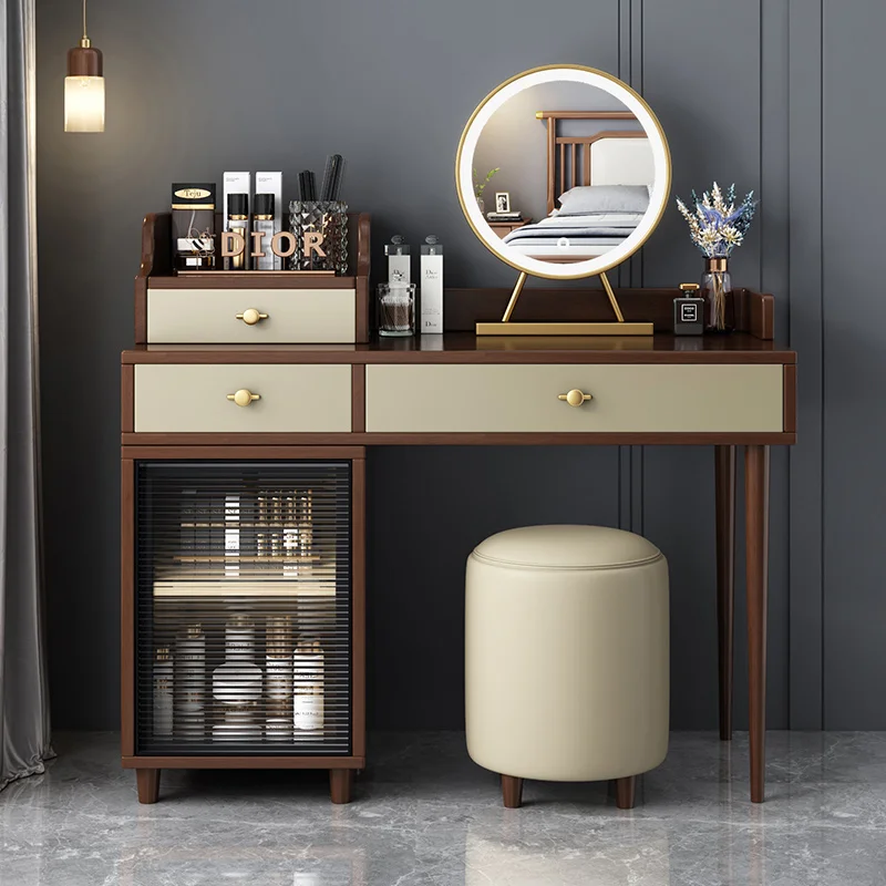 

Modern Minimalist Storage Cabinet Small Apartment Integrated with Light Retractable Makeup Table
