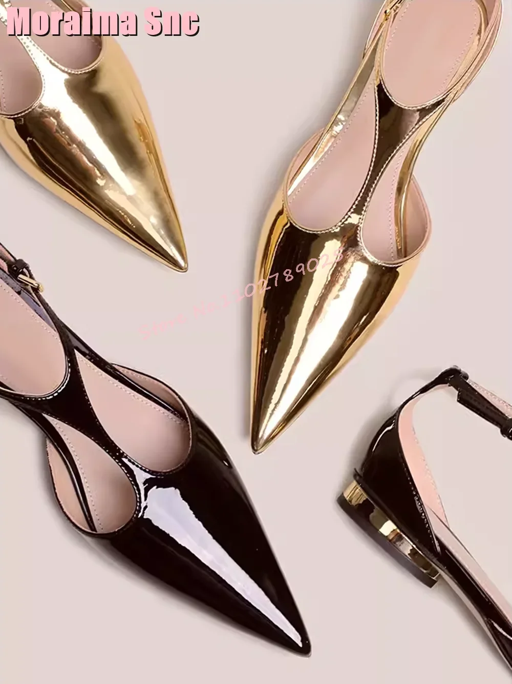 

Patent Leather Pointed Toe T-strap Sandals Ankle Buckle Strap Block Low Heel Fashion Sexy Solid Women Shoes Banquet Summer 2024