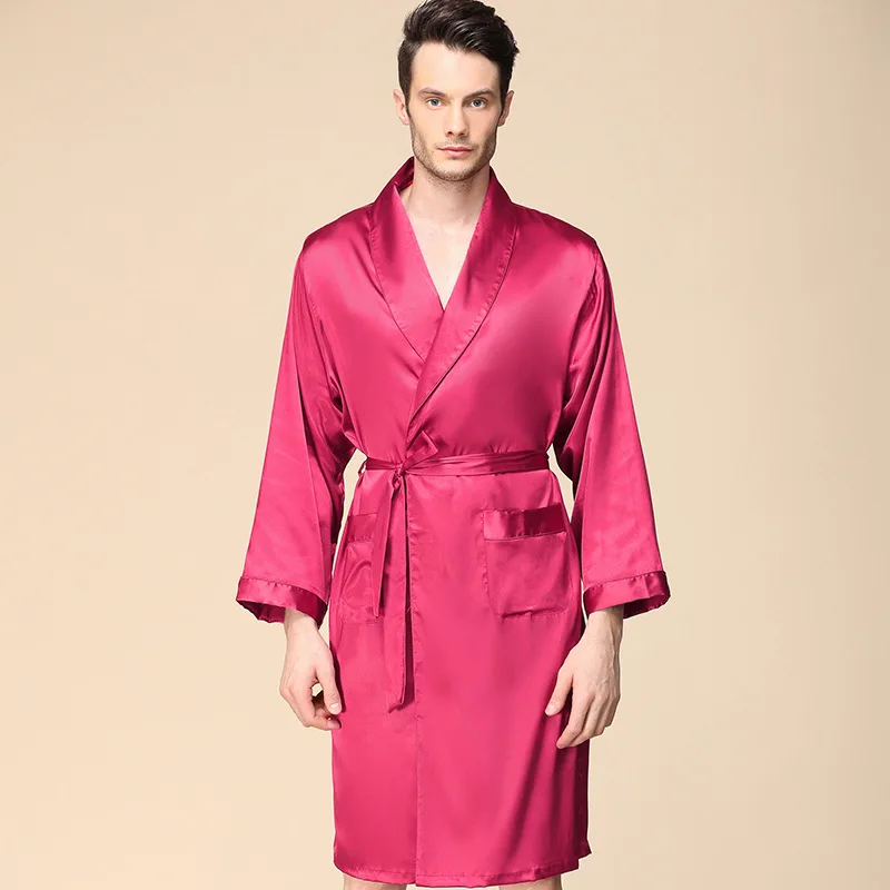 Mann Robe Kimono Bad robe Rayon Große Größe Satin Seide Langarm roben Männer Nachthemd Nachtwäsche Hause Tragen 4Xl 5XL