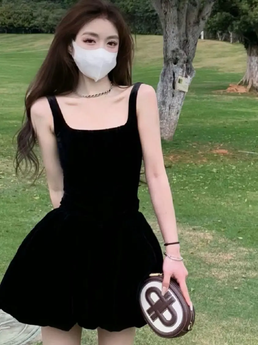 

Элегантное черное вечернее платье в стиле Хепберн с квадратным вырезом, без рукавов, с пышной юбкой и приталенной талией, короткое, сексуальное, в стиле принцессы