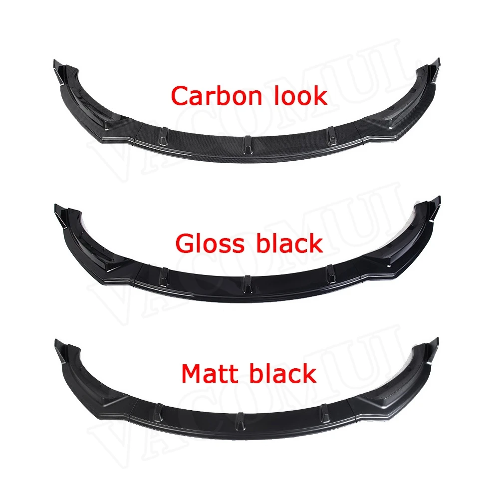 VACOMUL 3PCS ABS Gloss Matt Carbon look Car Front Bumper Lip Splitters Spoiler Body Kits for Tesla Model 3 2017 up