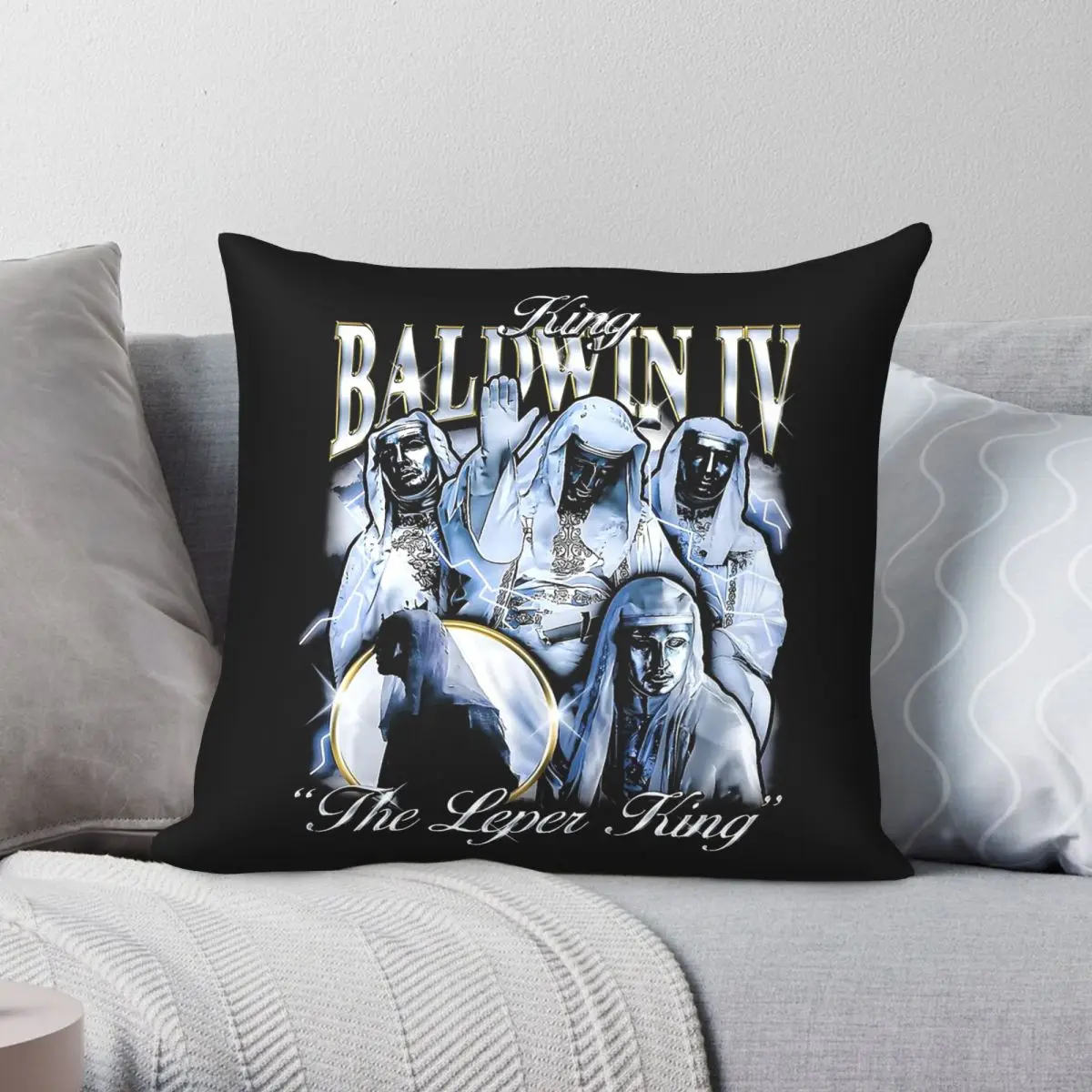 Baldwin IV von Jerusalem Leper King Quadratischer Kissenbezug aus Polyester, Leinen, Samt, kreativer, dekorativer Kissenbezug mit Reißverschluss für das Bett