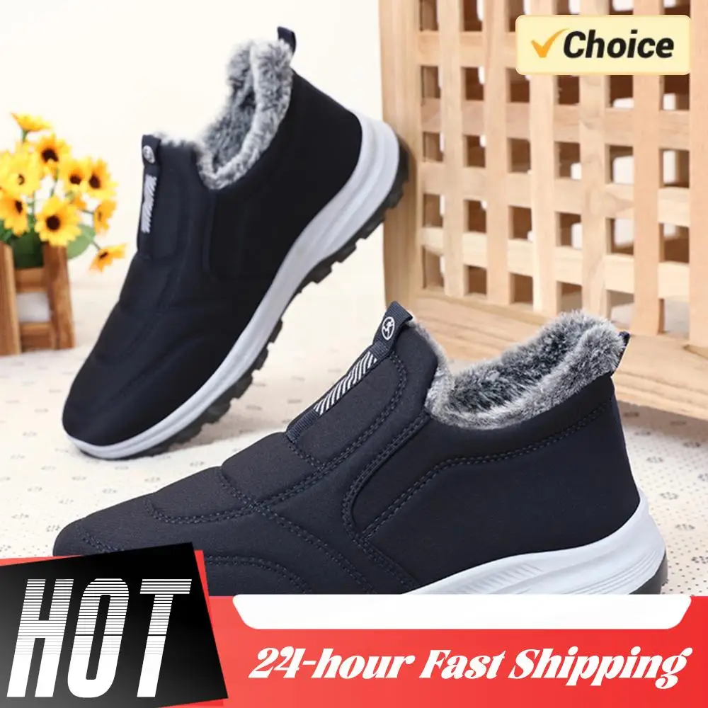 

Mens Snow Boots Lightweight Warm Walking Shoes Non-slip Thermal Ankle Boots Comfortable Slip On Sneakers for Travel Hiking
