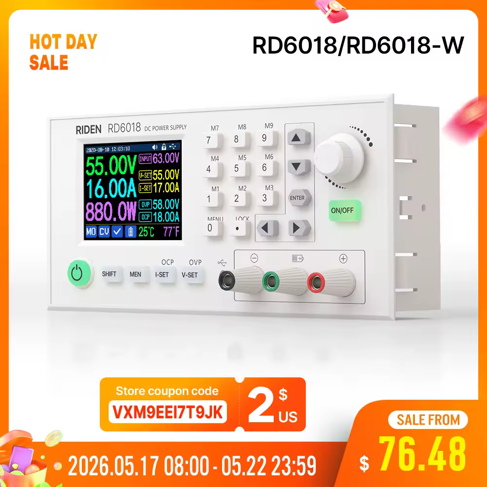 RD RD6018 RD6018W 60V 18A USB WiFi DC DC adjustable Step Down voltage bench Power Supply Buck converter & 1200W AC DC PSU