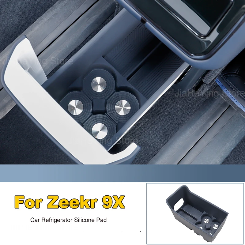 

Car Refrigerator Silicone Storage Box Pad for Zeekr 9X 2025 2026 Non-slip Waterproof Cup Holder Protective Interior Accessories