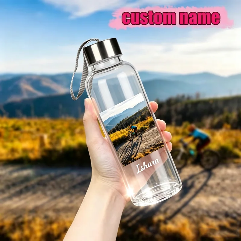 Personalized DIY 500ML Portable Sports Water Bottle Outdoor Safety Plastic Drinking Juice Cup for Men Women Gift Free Customized