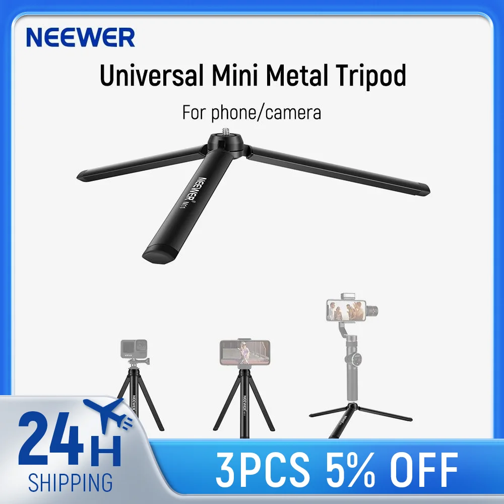 NEEWER Metal Mini Tripod Stand for Gimbal Handle Grip Stabilizer DSLR Camera Monopod Compatible with Crane M2 Smooth 5 Osmo