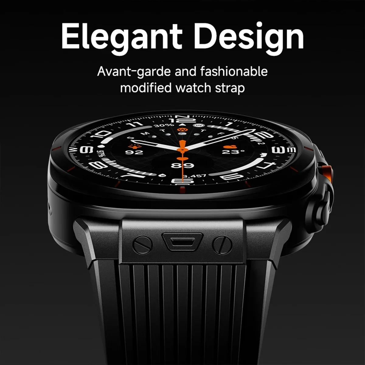 Luxury Silicone Band for Samsung Galaxy Watch Ultra 47mm Metal Watch Buckle for Galaxy Ultra 47MM No Gaps Curved End Bracelet