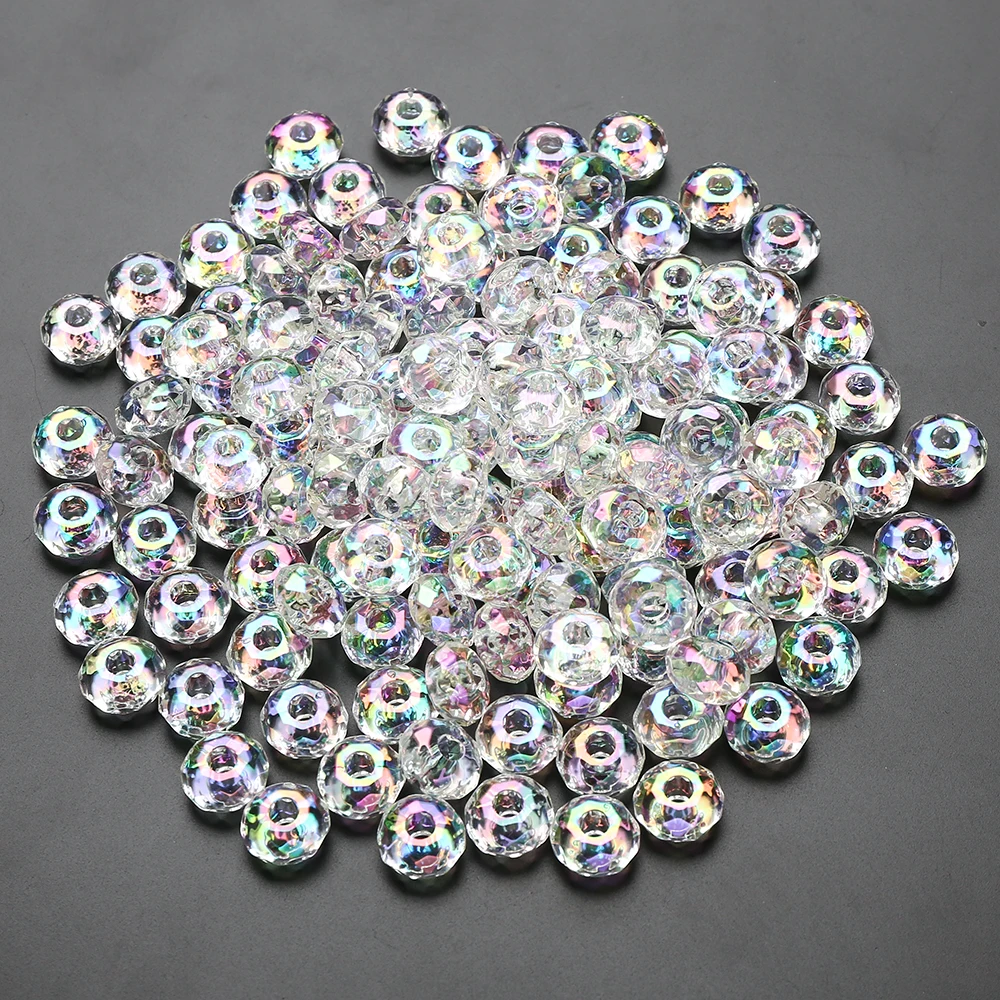 

100 шт. 15 мм круглые бусины с большим отверстием AB красочные акриловые разделители свободные бусины для изготовления ювелирных изделий DIY ручная работа цепочка для соски-пустышки