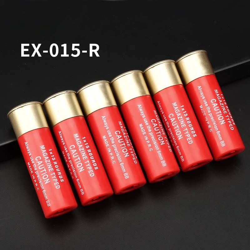 6팩 에어소프트 샷건 쉘, 15 라운드 6mm BB 멀티 및 싱글 샷 에어소프트 샷건 액세서리용 표준 에어소프트 매거진