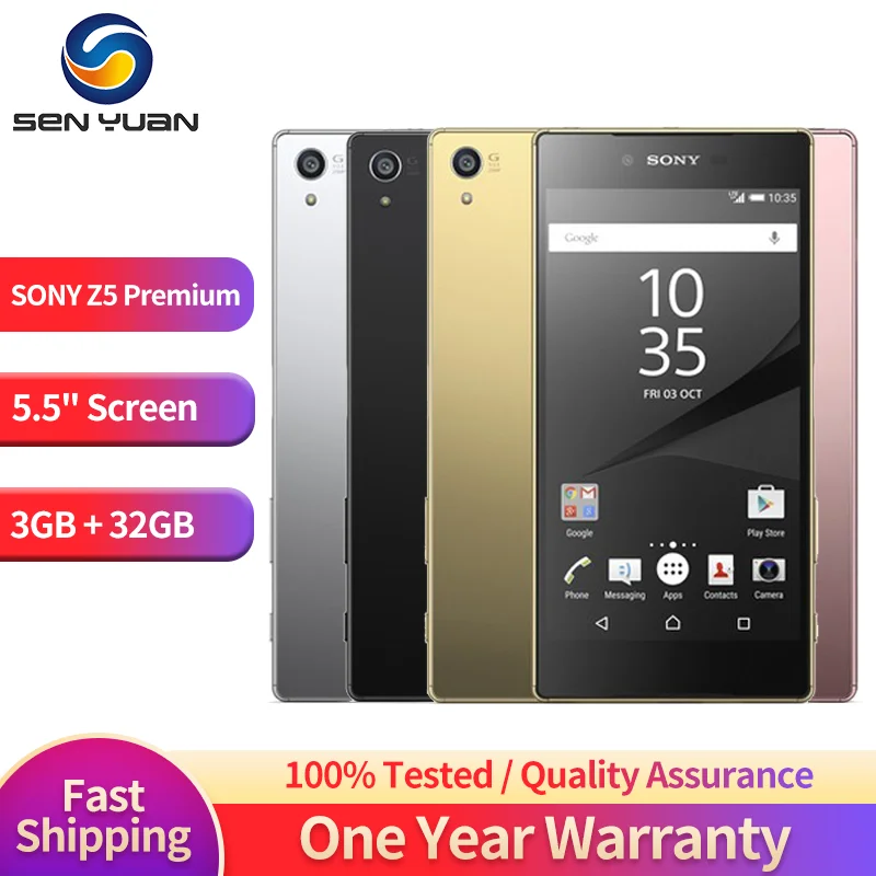 Sony-teléfono móvil Xperia Z5 Premium, smartphone Original con pantalla de 5,5 pulgadas, 3GB de RAM, 32GB de ROM, SIM única/Dual, 23MP, GPS, Octa