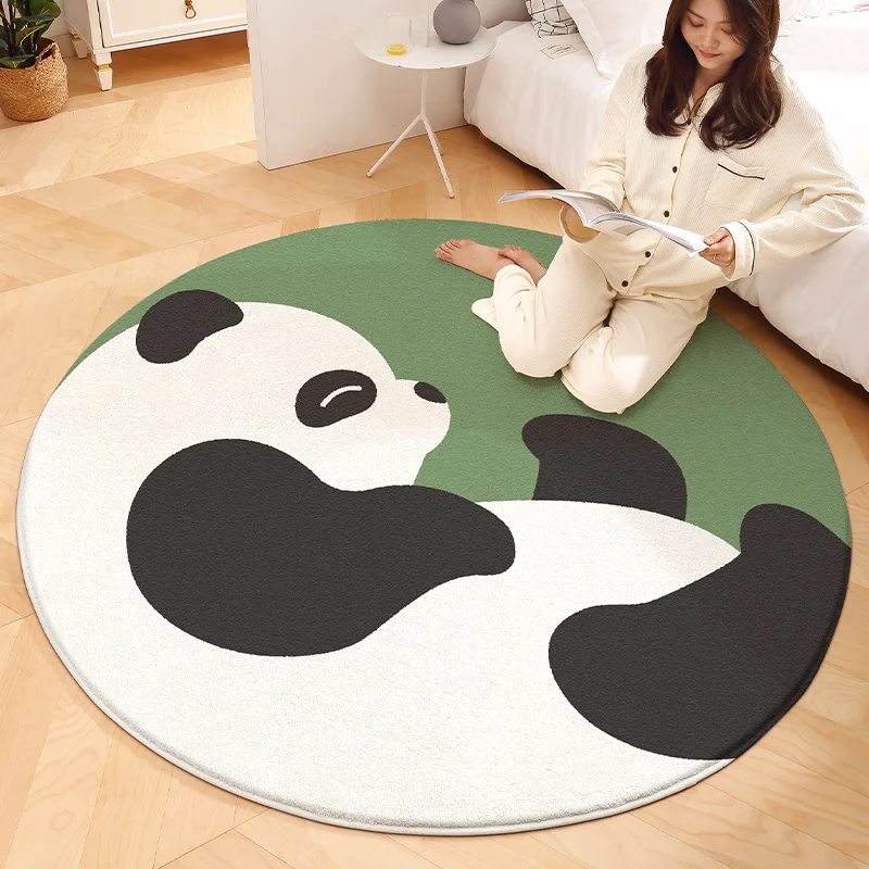 

Cartoon Panda Series Round Lamb Wool Carpet, Living Room Bedroom Study Decor Rug, Ultra Soft Touch, Skin-Friendly Warmth