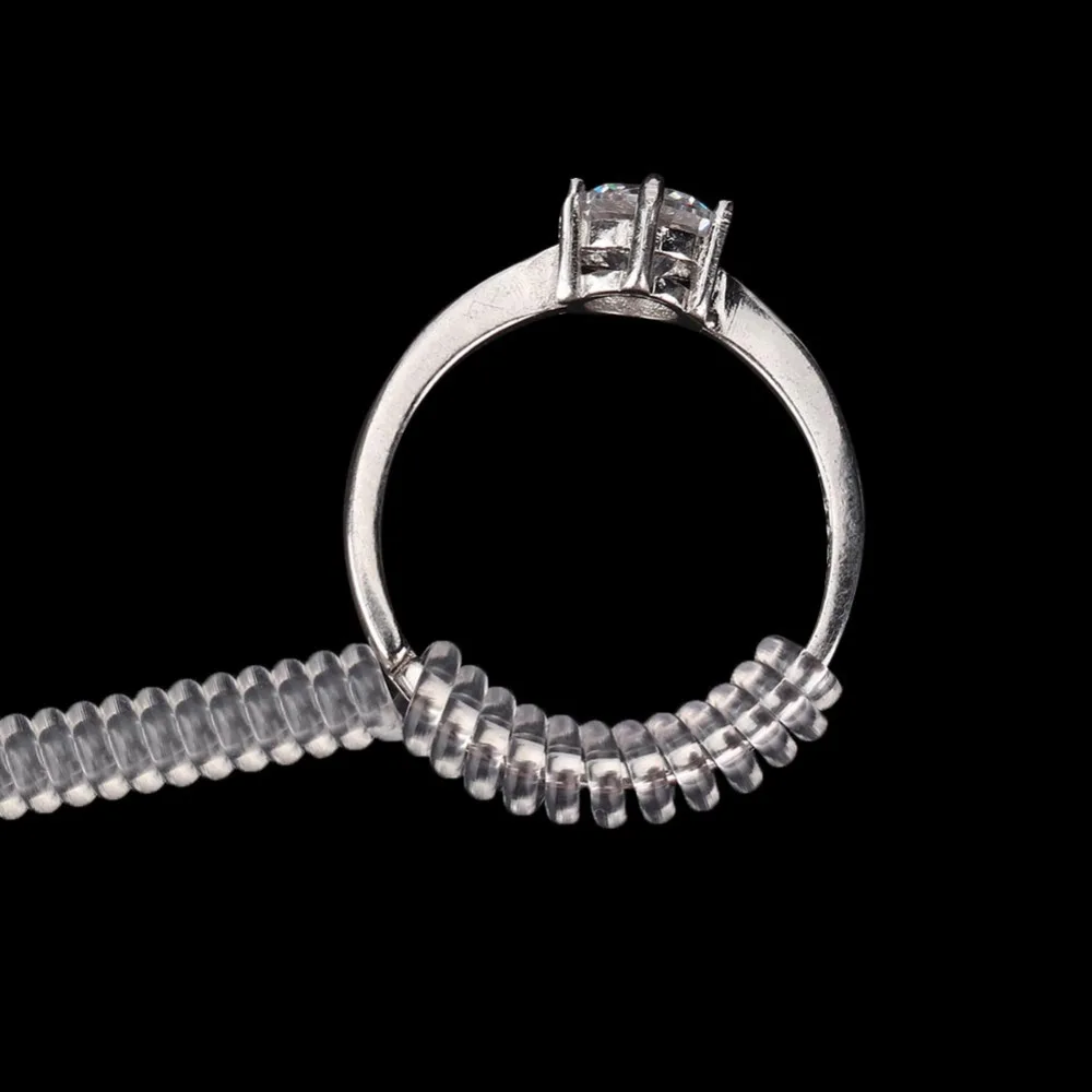 4pcs Universal Plastic Ring Size Adjuster Transparent Ring Reducer Ring Tightener Loose Rings