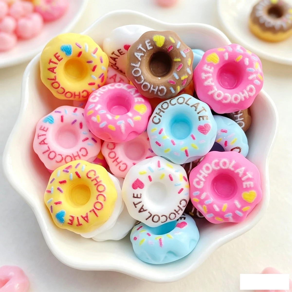 12pcs Mix Resin 3D Sweet Colorful Cartoon Donut Bread Flat back Simulation Foods Scrapbook Figurines DIY Decor Crafts