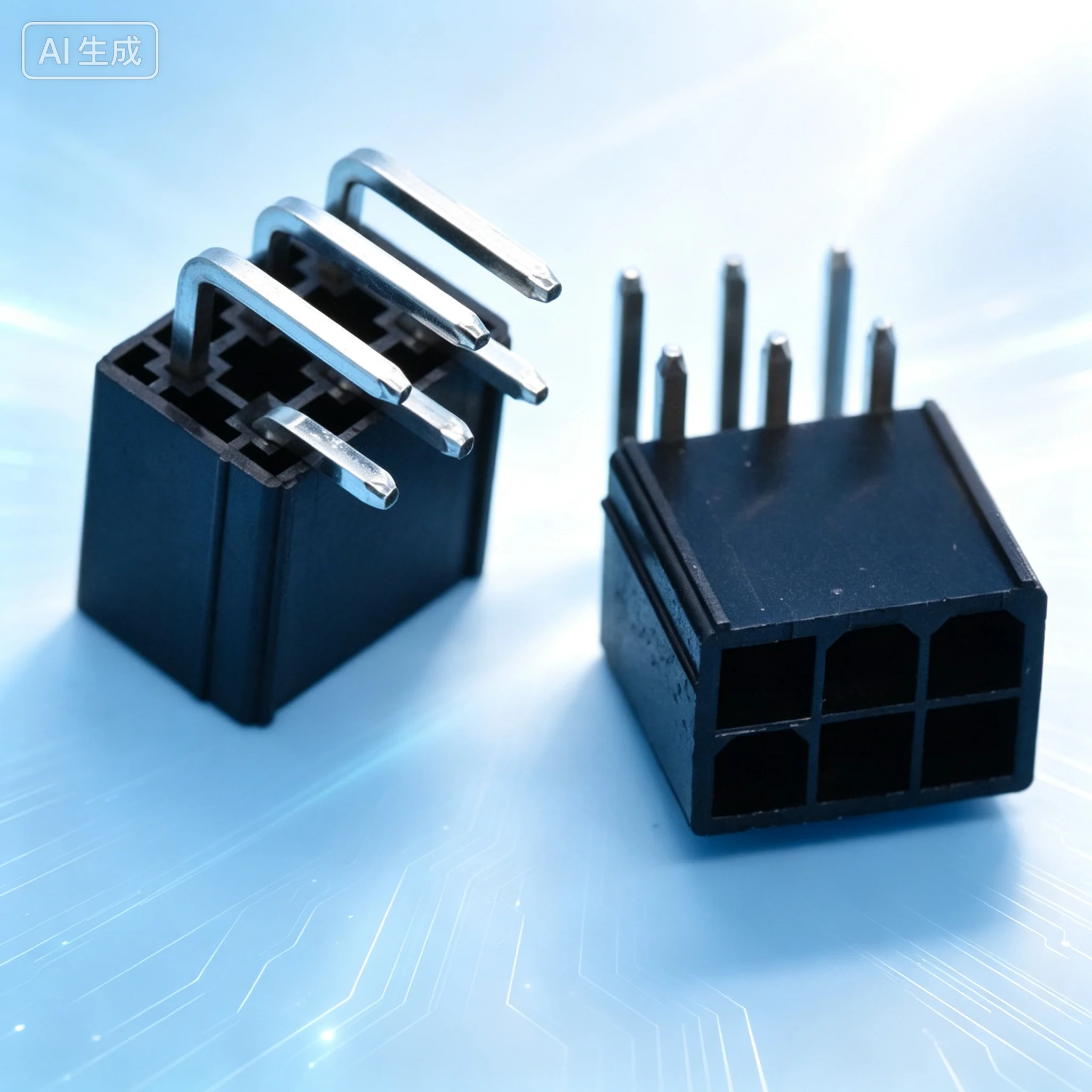 Socket for Graphics Card 6P Black 6Pin Bent Pin Connector PC Chassis  100pcs