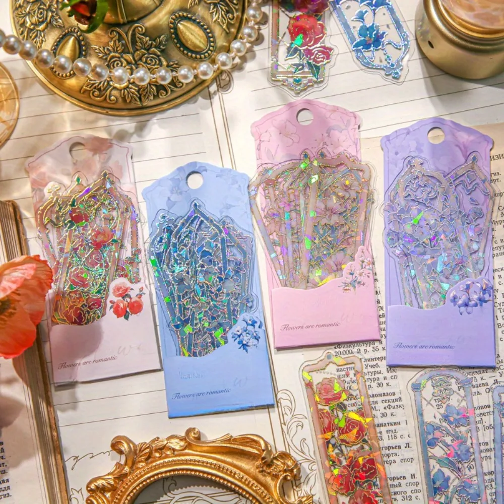 

4 sets 3D Flower Bookmarks Set, 40pcs Thick PVC Gold Foil Page Markers for Books, Gifts & School Supplies