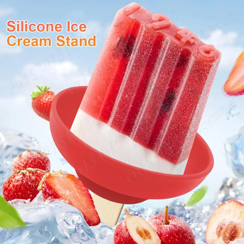 Supporto per ghiaccioli portatile in silicone 4 in 1 Staffa per gelato antigoccia Protezione per ghiaccioli riutilizzabile Supporto per dolcetti congelati per l'estate