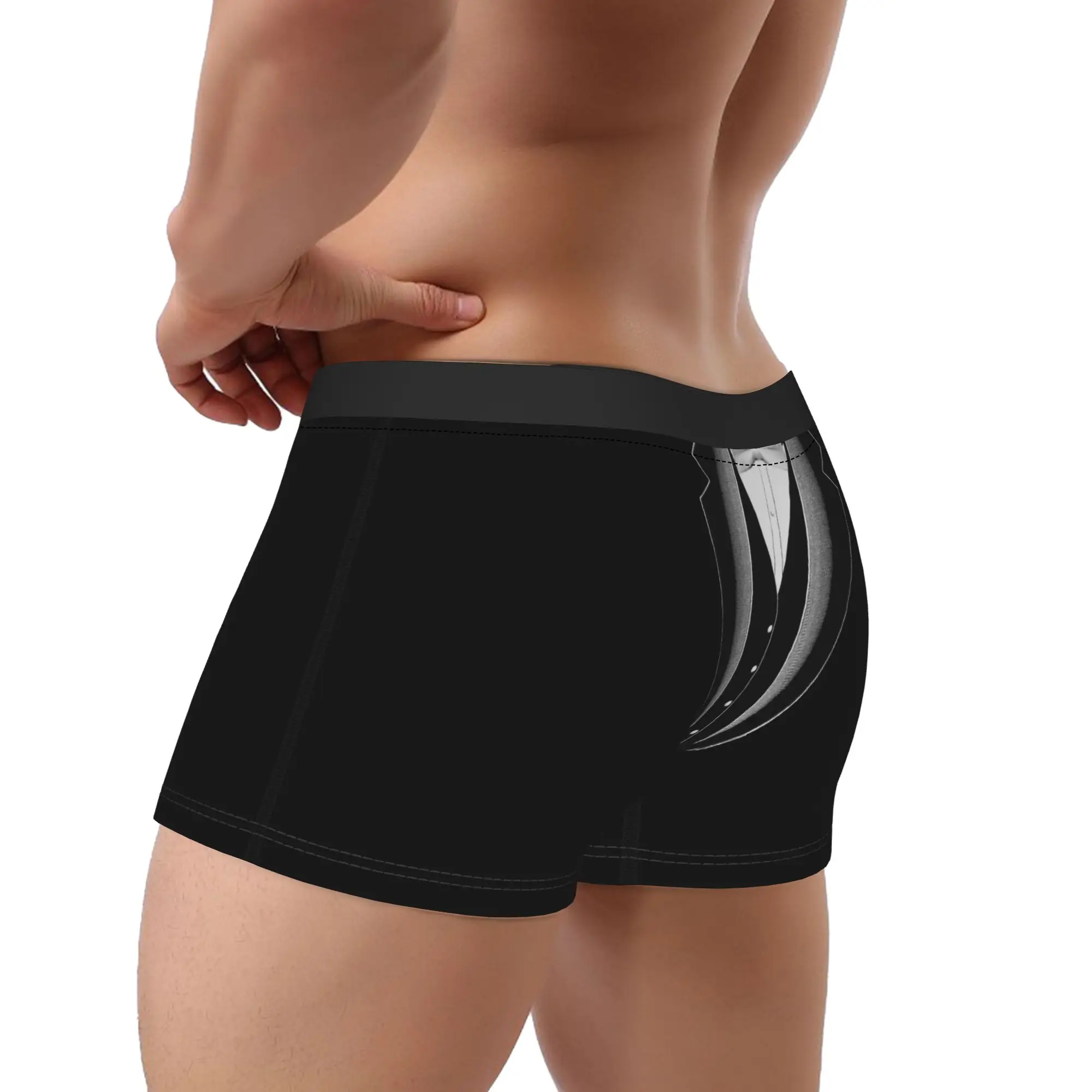 Funny Boxer Shorts Panties Briefs Men Tuxedo Classic Underwear Tie Tux Suit Bow Formal Soft Underpants for Homme M-XXL