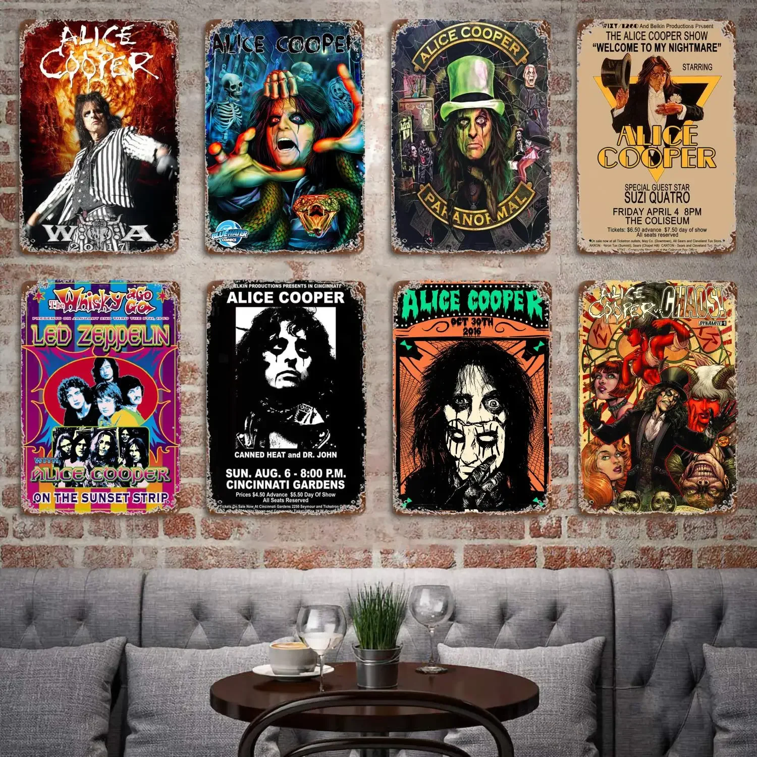 Alice Cooper Classic metal Decor Poster Vintage Tin Sign Metal Sign Decorative Plaque for Pub Bar Man Cave Club Wall Decoration