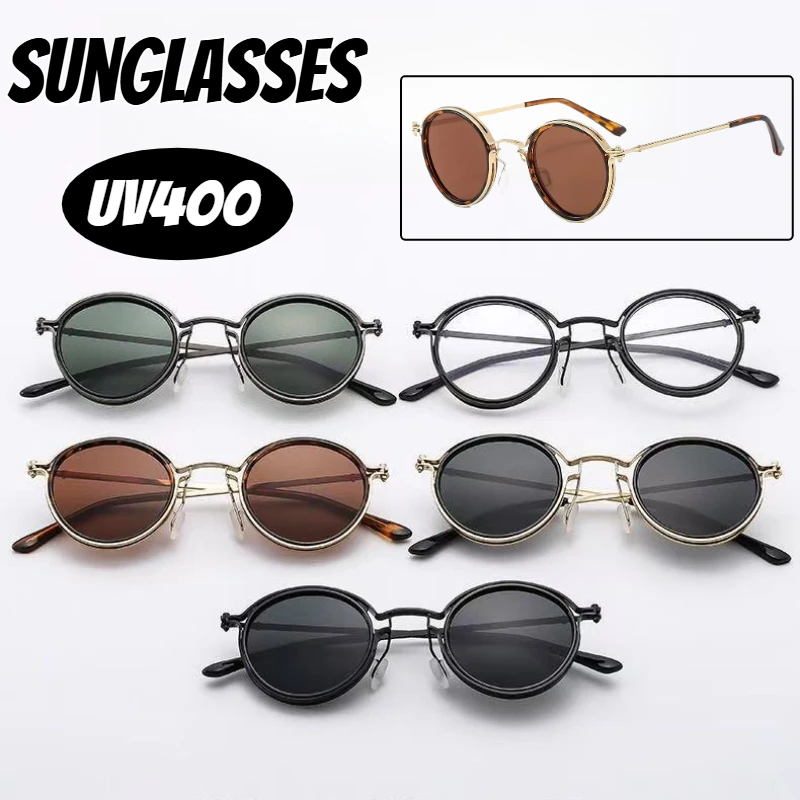 

Classic Retro Round Frame Sunglasses Business-Style Luxury Metal-Frame Eyewear for Men and Women Fashionable Driving Sunglasses