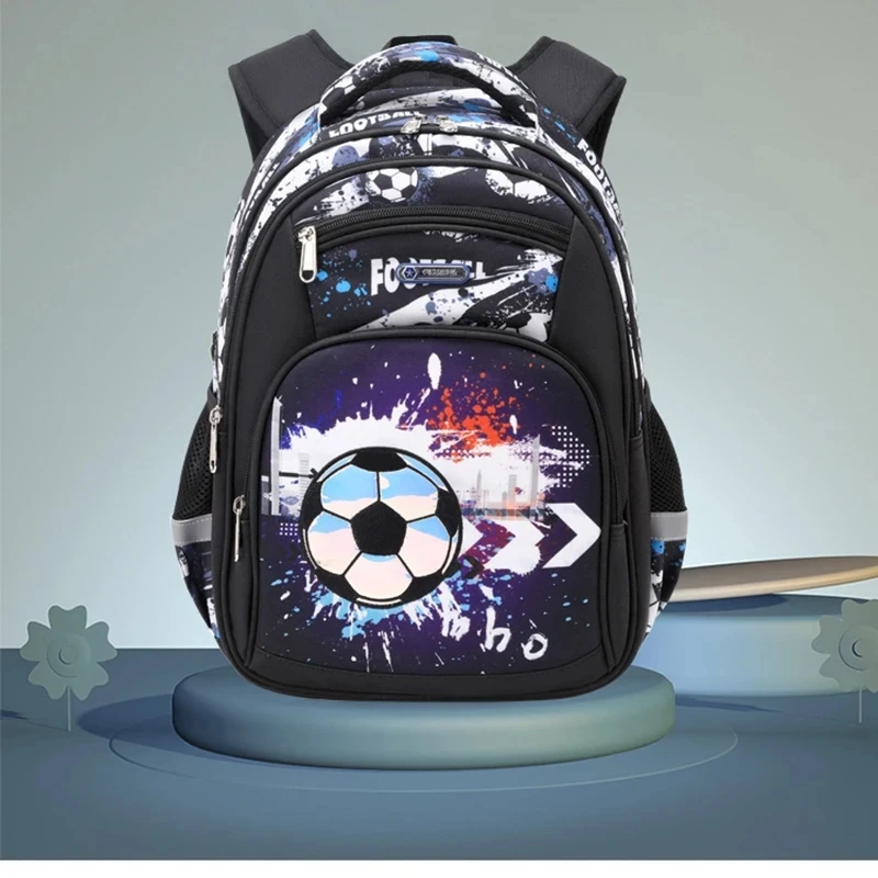 Mochila Escolar con estampado de fútbol para niños, morral Escolar de viaje para adolescentes