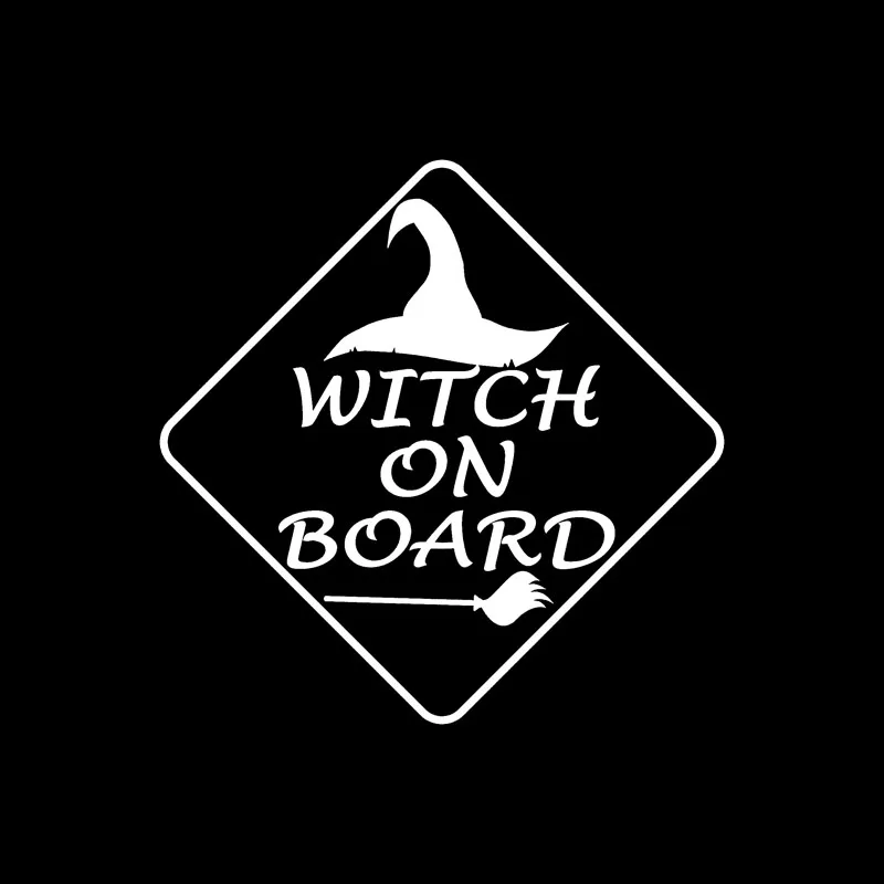 Funny Witch on Board Car Sticker Fashion Waterproof Decal Personalized PVC Bumper Window Decoration Accessories Sunscreen Decals