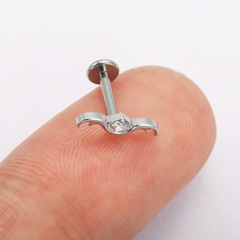 G23 Titan Helix Lab Piercing mit Innengewinde, Labret-Stab, Tragus Conch Helix Medusa Piercing, Flacher Ohrstecker, Knorpel-Ohrring – Detail 9