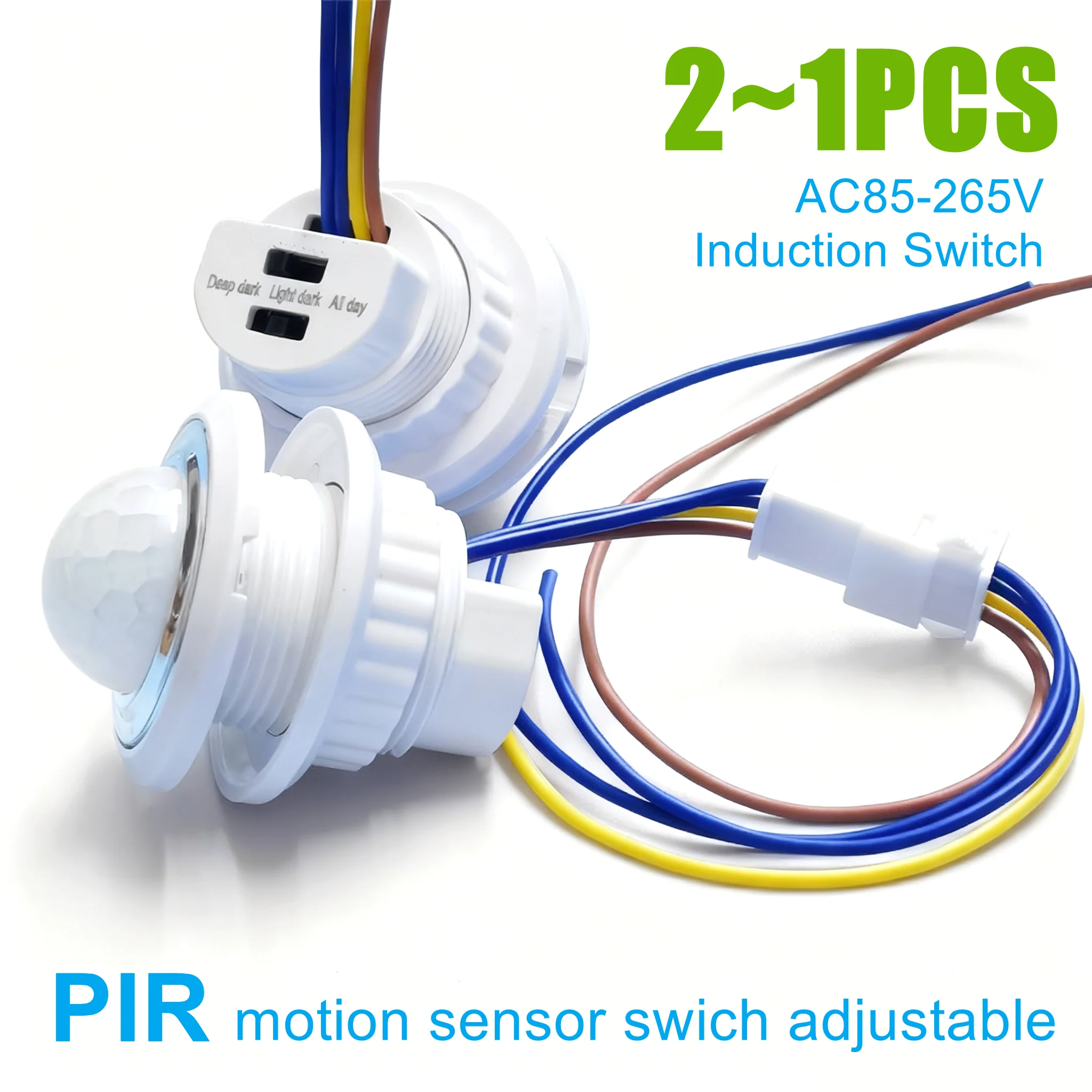 2~1PCS AC85-265V Double Adjustable Delay PIR Sensor Detector Smart Switch Infrared Motion Sensor Auto Switch Light Strip Switch