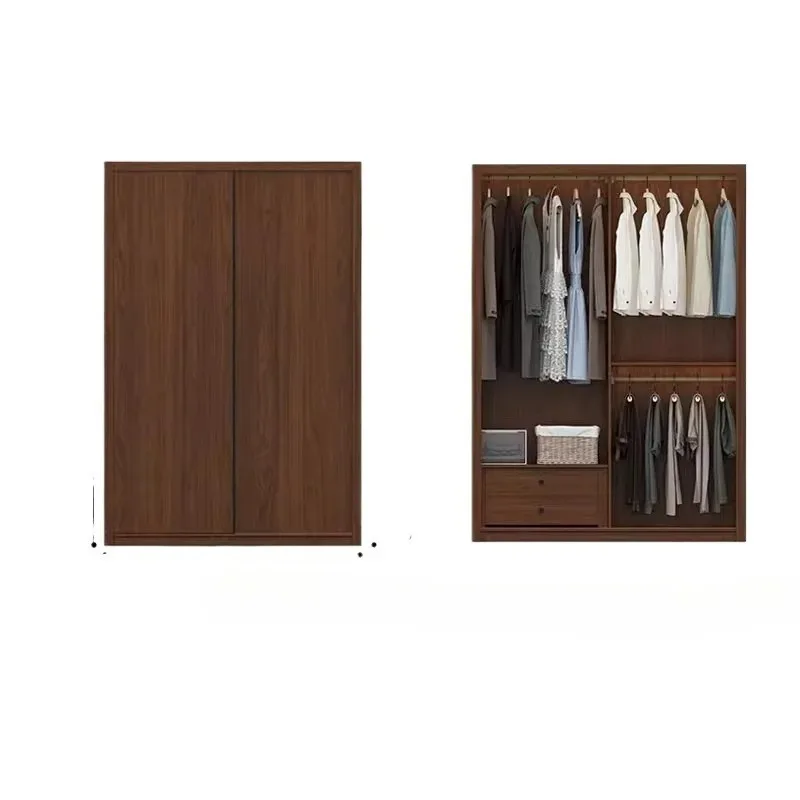 All solid wood sliding door wardrobe walnut one door to the top 60 deep new popular home bedroom oak
