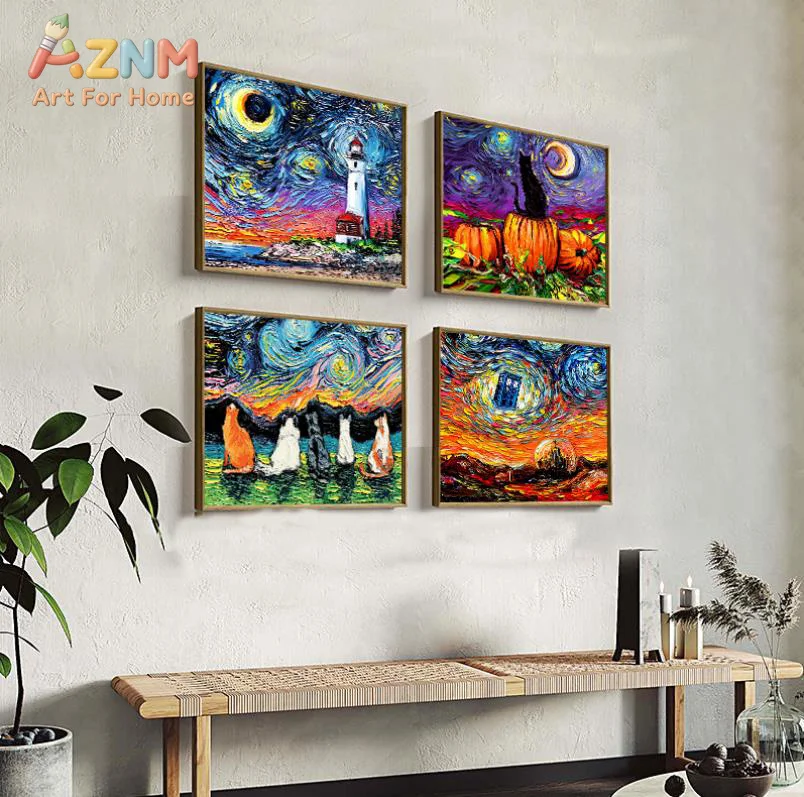 Starry Night by Vincent Van Gogh Famous Artist Art Print  Wall Picture Canvas Oil Painting Home Wall Decor