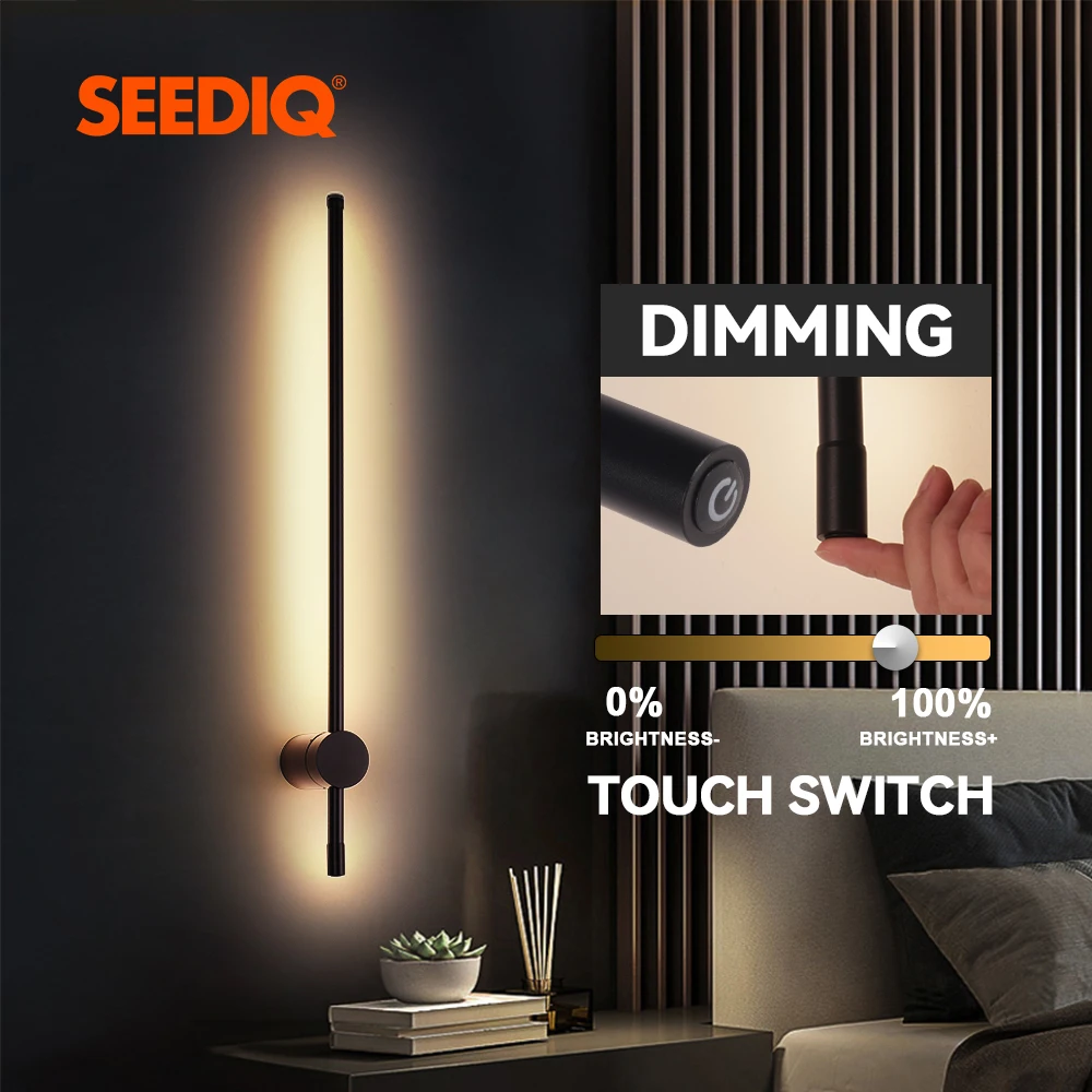 Lámpara Led de pared para interiores, candelabro de pared con Interruptor táctil, accesorio de iluminación largo para dormitorio, sala de estar,