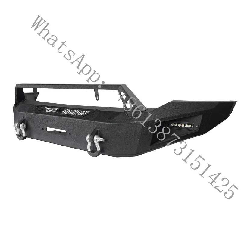 Suitable Front Bumper Fit 2006 2007 2008 Ram 1500, Textured Black Pickup Truck with Winch Plate, D-Rings and LED Lights