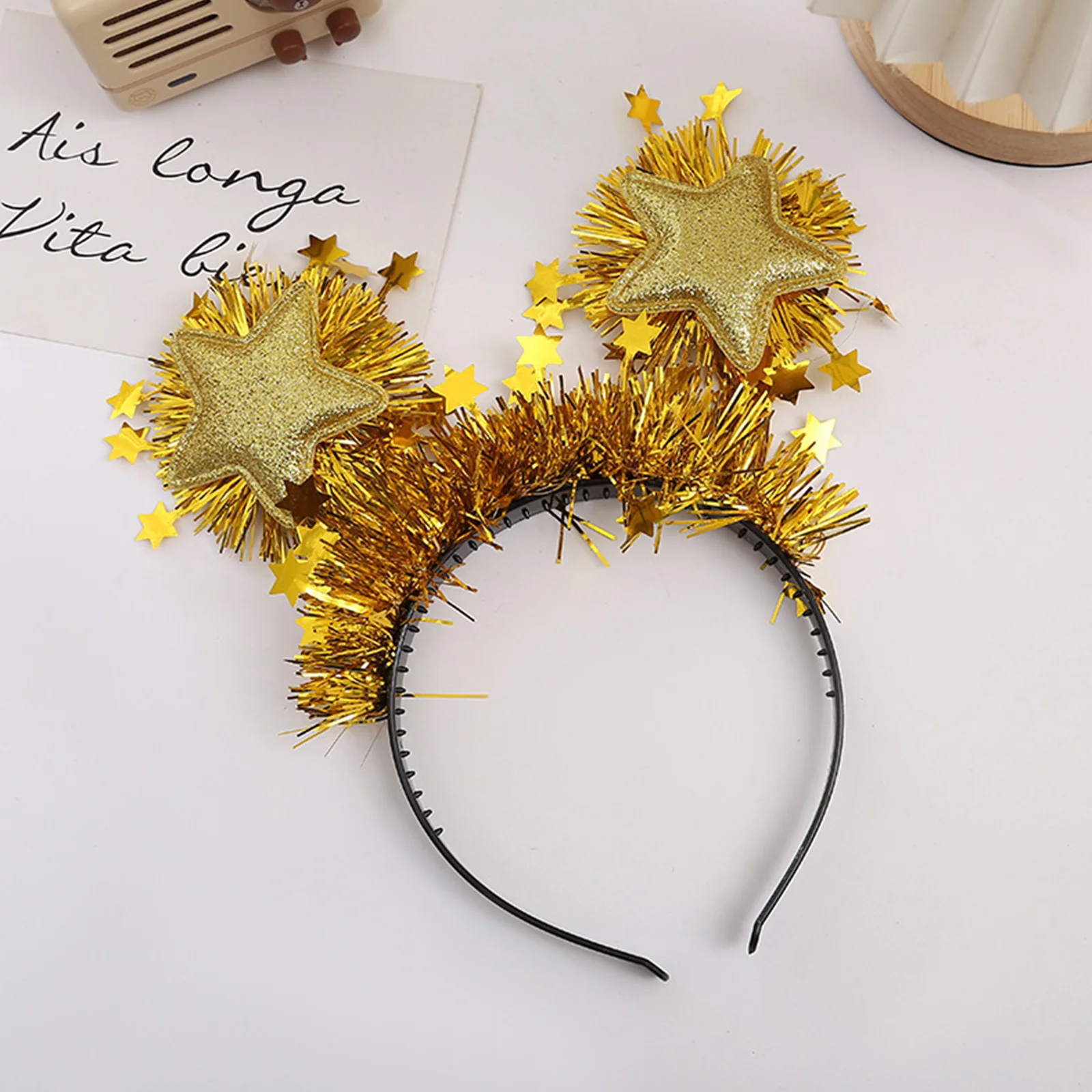 إكسسوارات ربطات شعر على شكل نجمة لامعة للنساء والفتيات ليلة رأس السنة ومستلزمات تزيين حفلات أعياد الميلاد #3