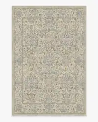 Turkish Vintage Beige FLORAL Area Rug William Morris Natural Stone Tufted Rug Farmhouse Decor Living Room Bedroom Decorative Rug