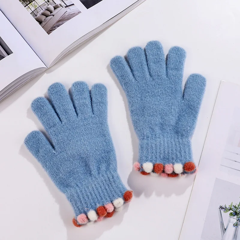 Manoplas de punto con pantalla táctil para mujer, guantes cálidos de lana a la moda para invierno, guantes de dedo completo para conducción de ciclismo, regalo bonito para niña T56