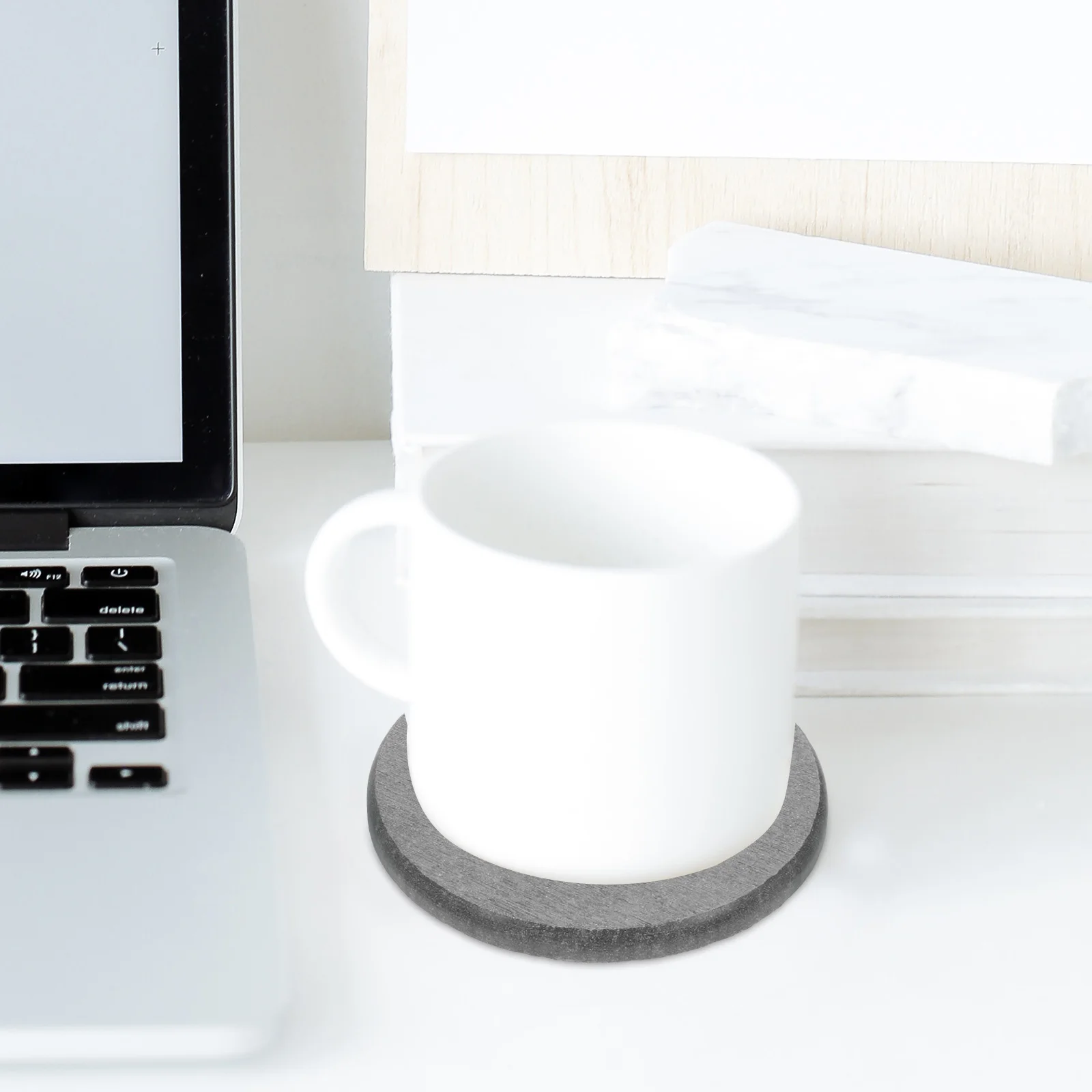 

4 Pcs Gray Diatom Mud Coaster Absorbent Heat Resistant Water Mat Cup Drink Dining Table Decor Round Coasters