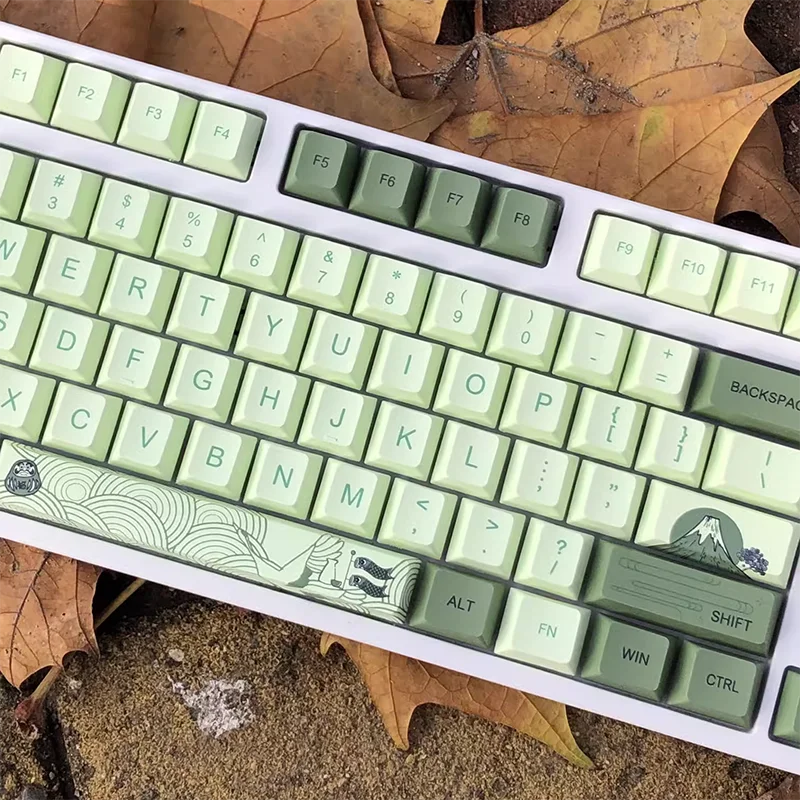 Imagem -06 - Teclado Mecânico Matcha Verde Keycaps Japoneses para Interruptor mx Perfil Cereja Keycap Pbt Dye Sub Key Cap Faça Você Mesmo 127 Chaves