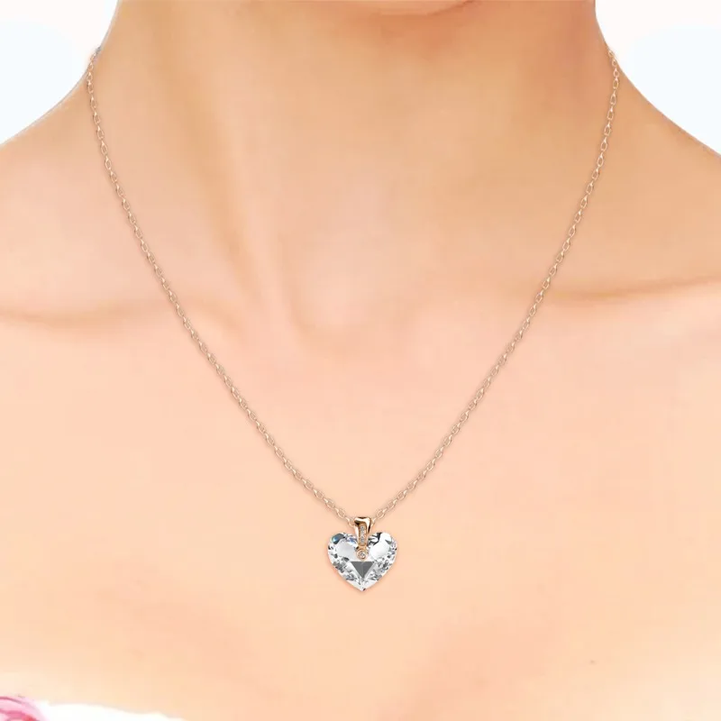 

Daisini 925 Sterling Silver Swarovski Crystals Big Heart Pendant Necklace Elegant Dazzling Charm for Women Party Fine Jewelry