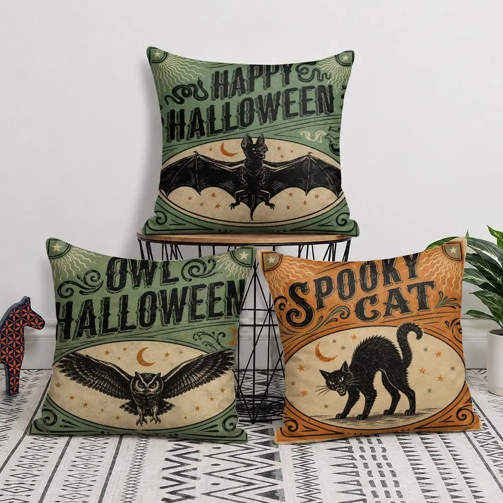 Midnight Gothic Halloween Cushion Cover Soft Short Plush Pillow Cover Smooth Cozy Texture Aesthetic Cushion Case Home Decor