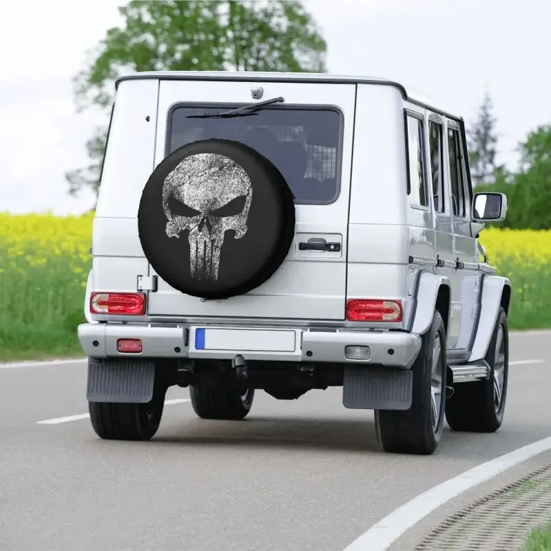 Heavy Metal Punish Skull Spare Tire Cover for Prado Pajero Wrangler Jeep RV SUV 4WD 4x4 Car Wheel Covers 14\