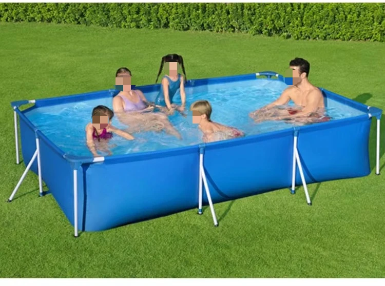 56404 3.00 m X 2.01 m X 66 cm Blue Rectangular Metal Steel Frame Family Outdoor Swimming Pool with PVC for Home Use