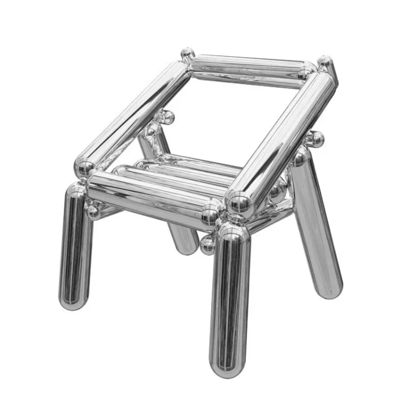 

INS light luxury minimalist edge table, stainless steel home shoe changing stool, living room coffee table